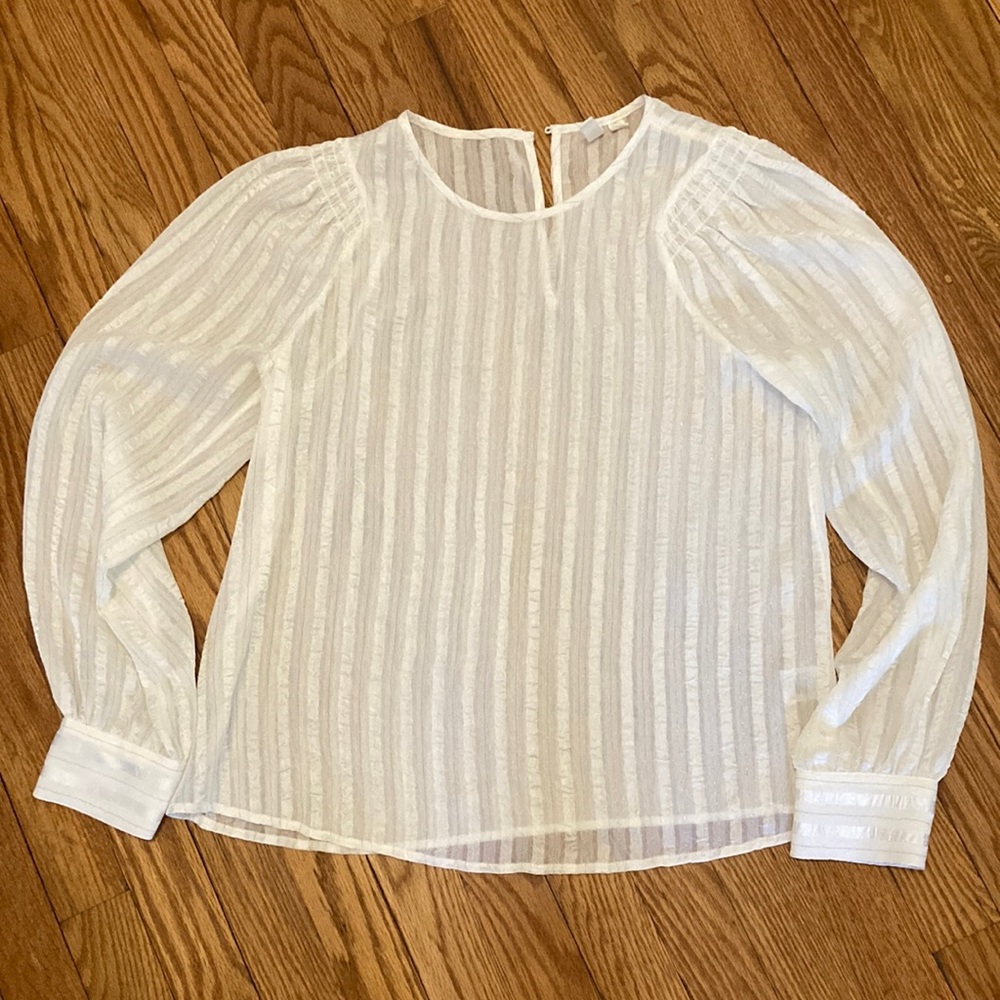 Treasure & Bond | White Blouse Vertical Stripe | Size S